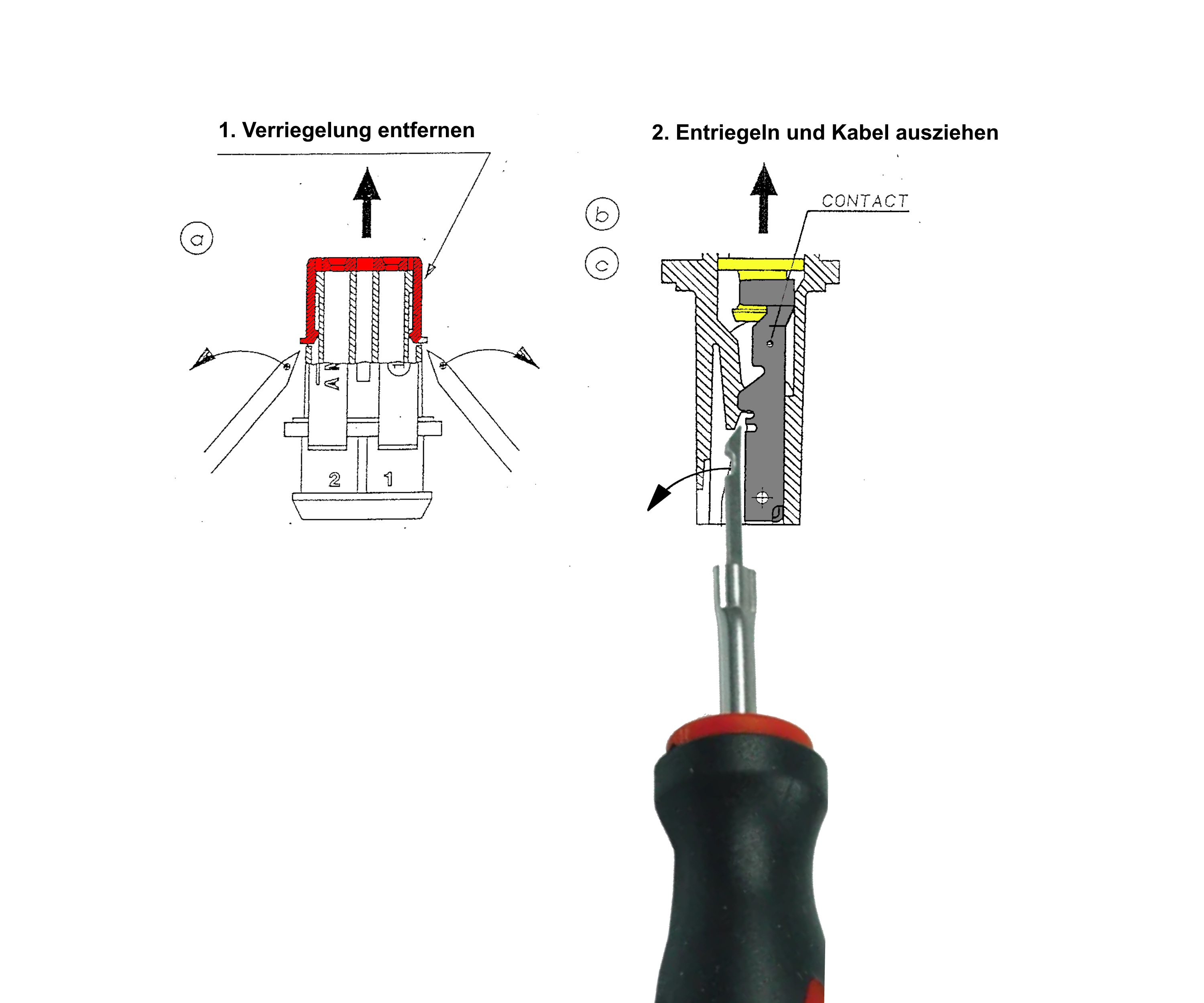 Superseal 1.5 Steckergehäuse weiblich entriegeln